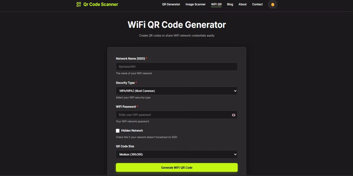 Printed WiFi QR code card next to a laptop on a cafe table